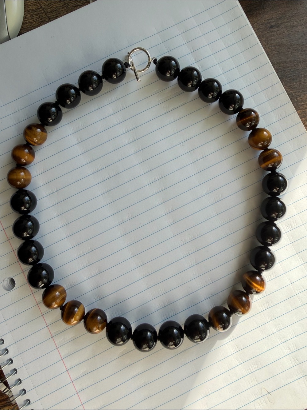 Tiger Eye Black Onyx Beaded Necklace